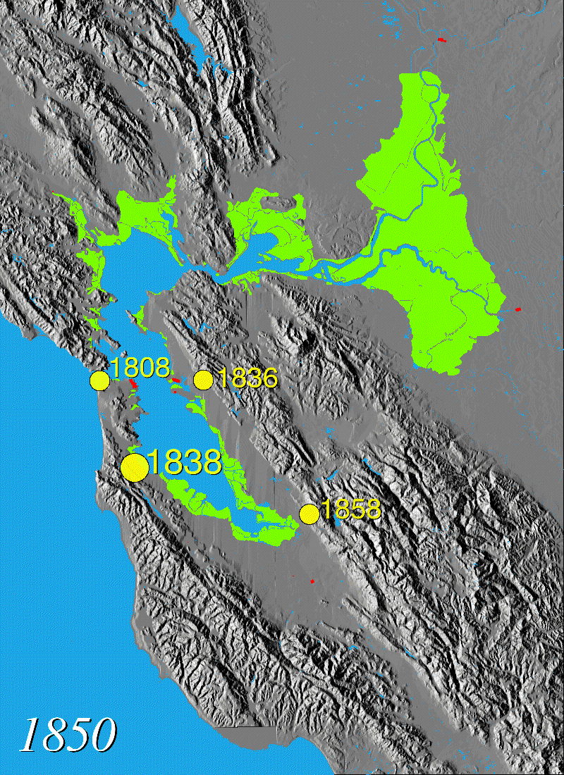 Wetlands in San Francisco in 1850, sfbay.wr.usgs.gov